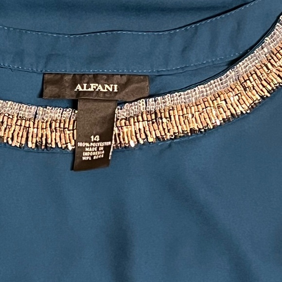 NWOT ALFANI Beaded Blouse Top Women's Size 14 - Picture 2 of 4
